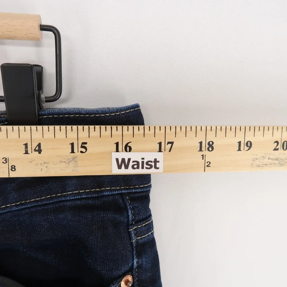 Paige Hidden Hills Jeans Womens 31 Blue Bootcut Mid Rise Dark Wash Stretch - Picture 6 of 12